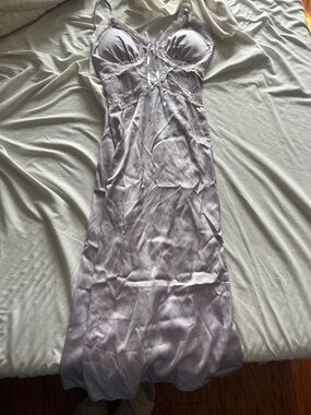 Silky Lavender Lace Slip Dress - Women